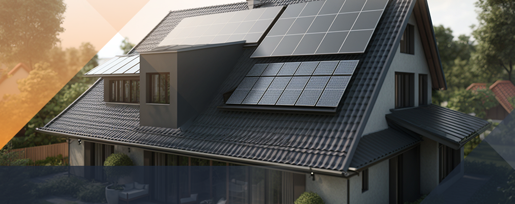 dom z instalacją fotowoltaiczną i panelami PV na dachu