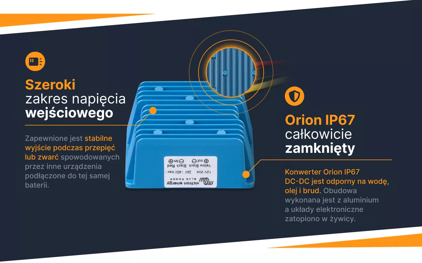 Informacje o konwerterze Orion IP67 DC-DC 24/12-20