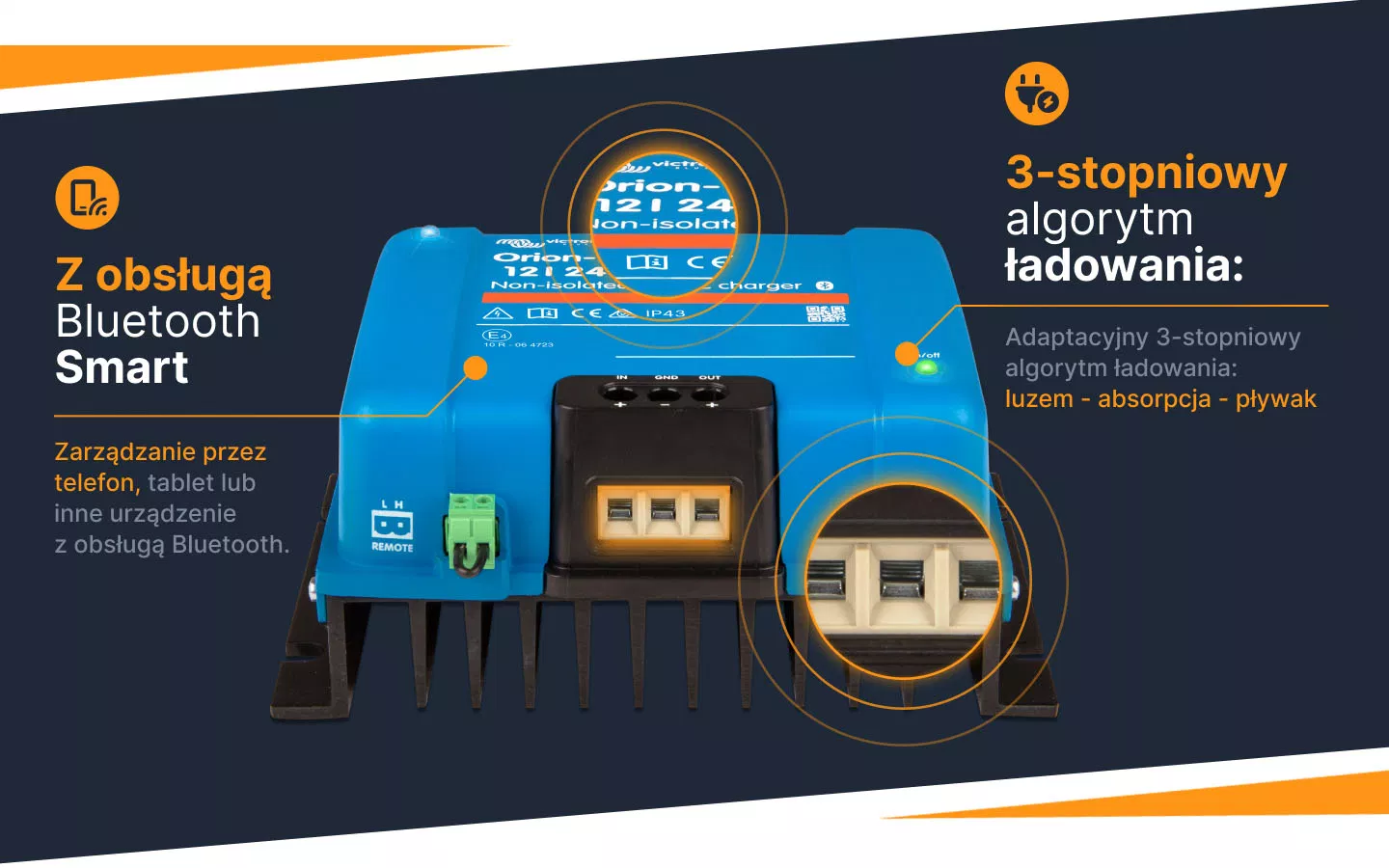Informacje o ładowarce nieizolowanej Orion-Tr DC-DC Smart 12/24-15A