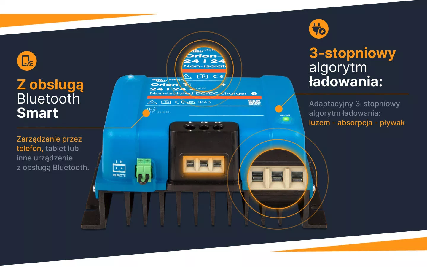 Informacje o ładowarce nieizolowanej Orion-Tr DC-DC Smart 24/24-17A