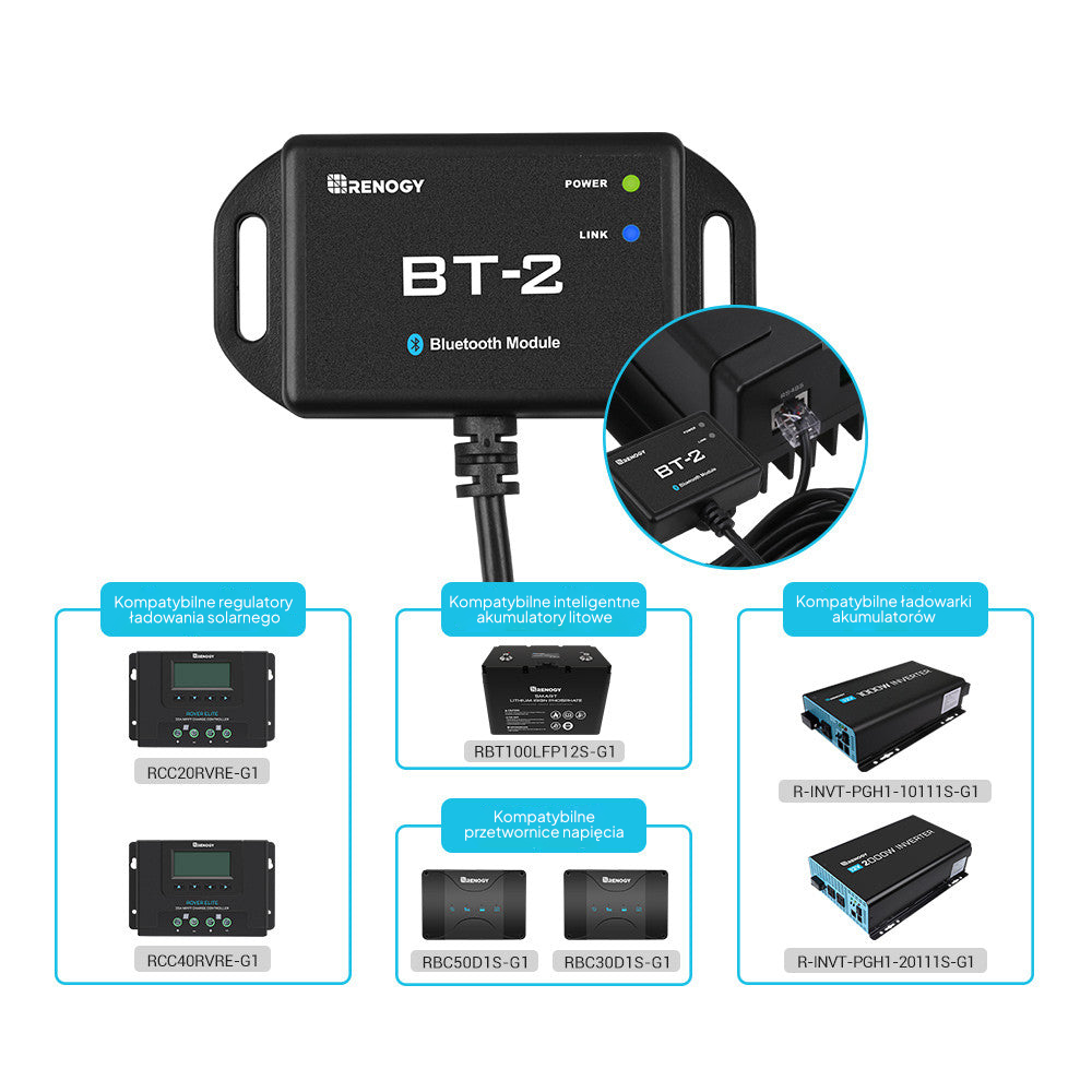 Moduł Bluetooth Renogy BT-2 do portu RS485 (RCM-BT2)