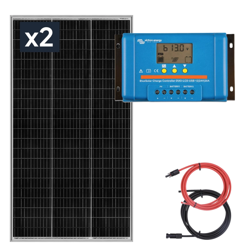 Panel słoneczny 2x 415W z regulatorem ładowania 20A PWM
