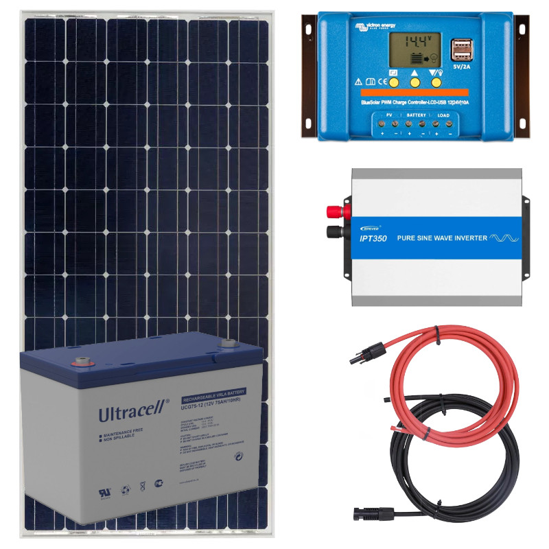 Elektrownia słoneczna 190W z akumulatorem - zasilanie 230V moc 350W