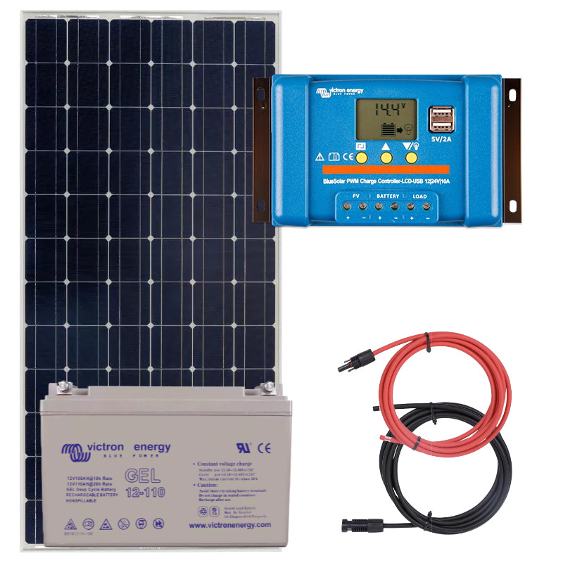 Panel słoneczny 190W i akumulator żelowy 110Ah z regulatorem LCD