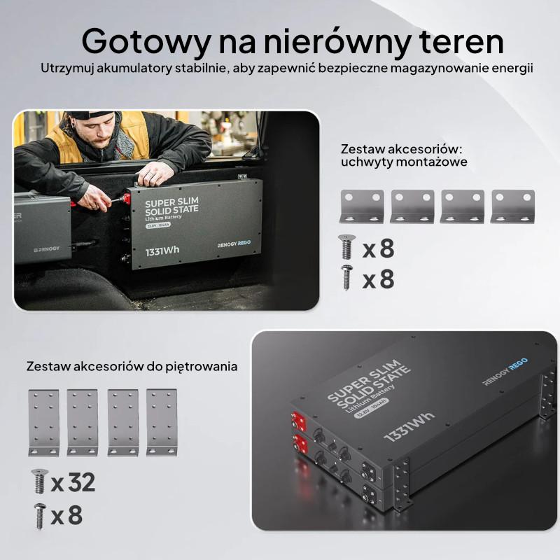 Akumulator Renogy REGO 12V 104Ah LiFePO₄ z samonagrzewaniem