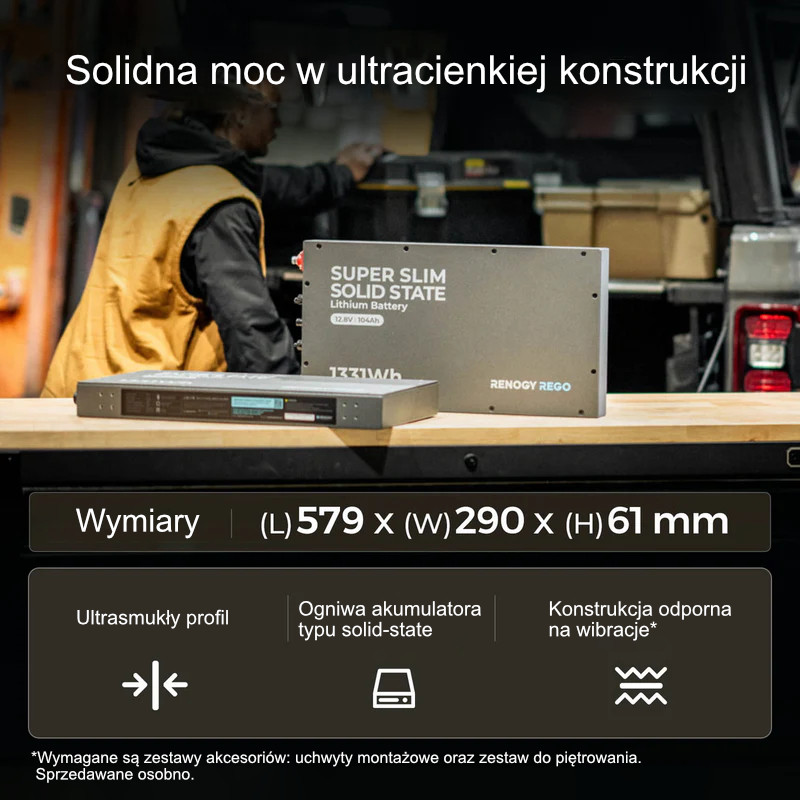 Akumulator Renogy REGO 12V 104Ah LiFePO₄ z samonagrzewaniem
