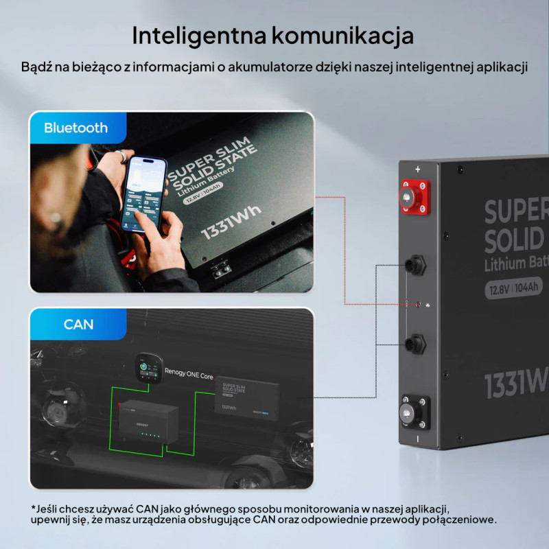 Akumulator Renogy REGO 12V 104Ah LiFePO₄ z samonagrzewaniem